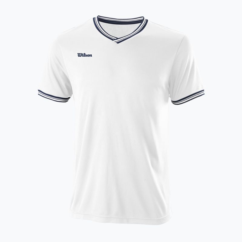 Camicia da tennis Wilson Team II High con scollo a V da uomo, bianco WRA794102