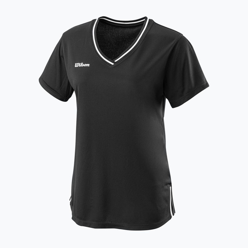 Maglietta da tennis da donna Wilson Team II con scollo a V nero WRA795301