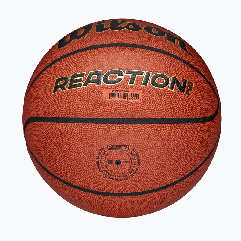 Pallone da basket Wilson Reaction Pro brown/gold misura 7 6