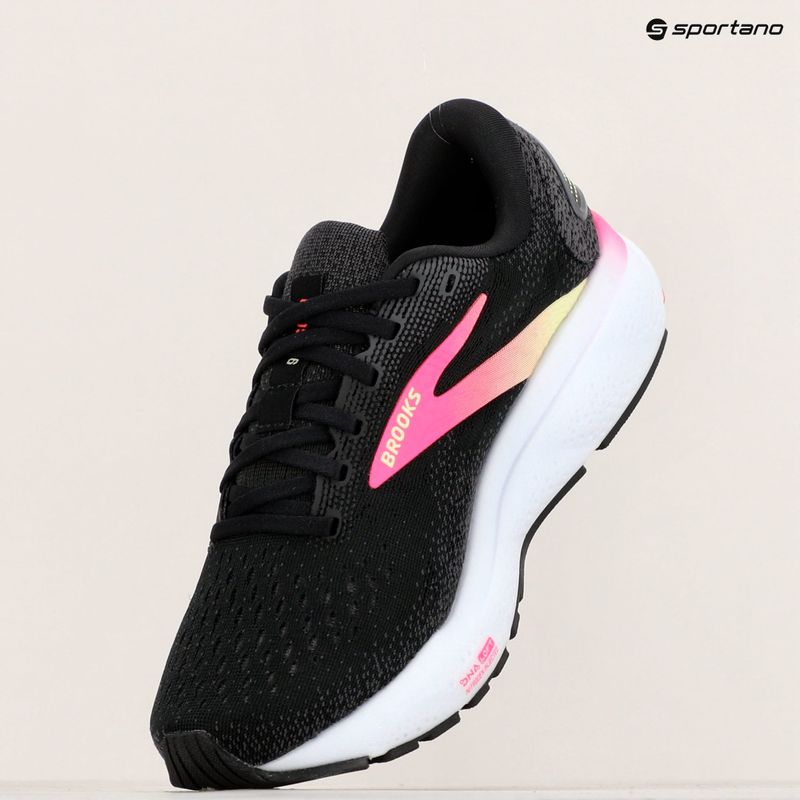 Brooks Ghost 16 scarpe da corsa da donna nero/rosa/giallo 9