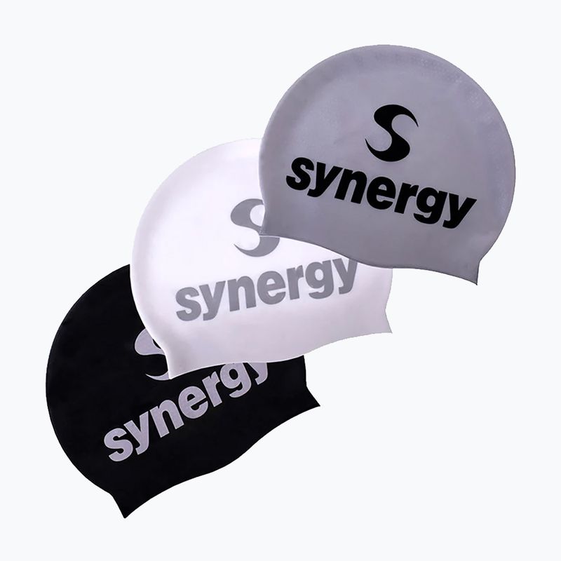 Cuffia da nuoto Synergy Silicone Swim Cap 3 pcs. black/silver/white