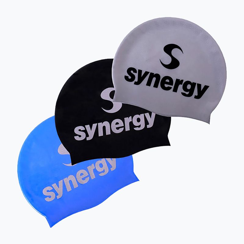 Cuffia da nuoto Synergy Silicone Swim Cap 3-Pack black/blue/silver