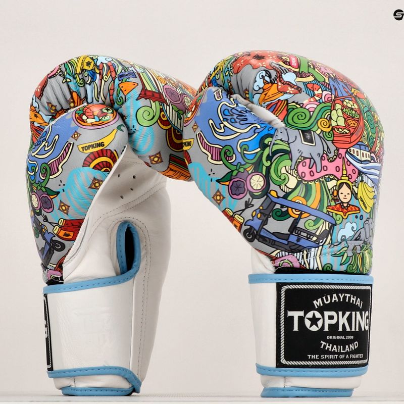 Guanti da boxe Top King Boxing Culture bianco/blu 7