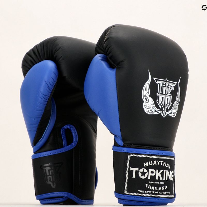 Top King Reborn Guantoni da boxe in pelle nera/blu 7
