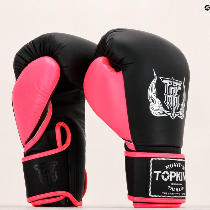Top King Reborn Guantoni da boxe in pelle nera/rosa 6