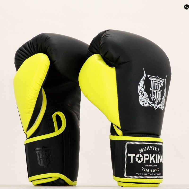 Guantoni da boxe Top King Reborn Semi Leather nero/giallo 6
