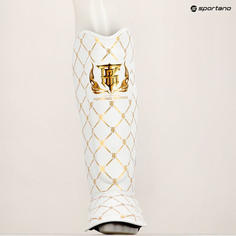 Protezioni per tibie e piedi Top King Chain Semi Leather bianco/oro 8