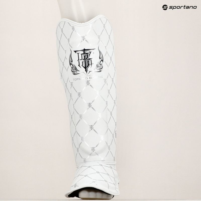 Protezioni per tibia e piede Top King Chain Semi Leather bianco/argento 8
