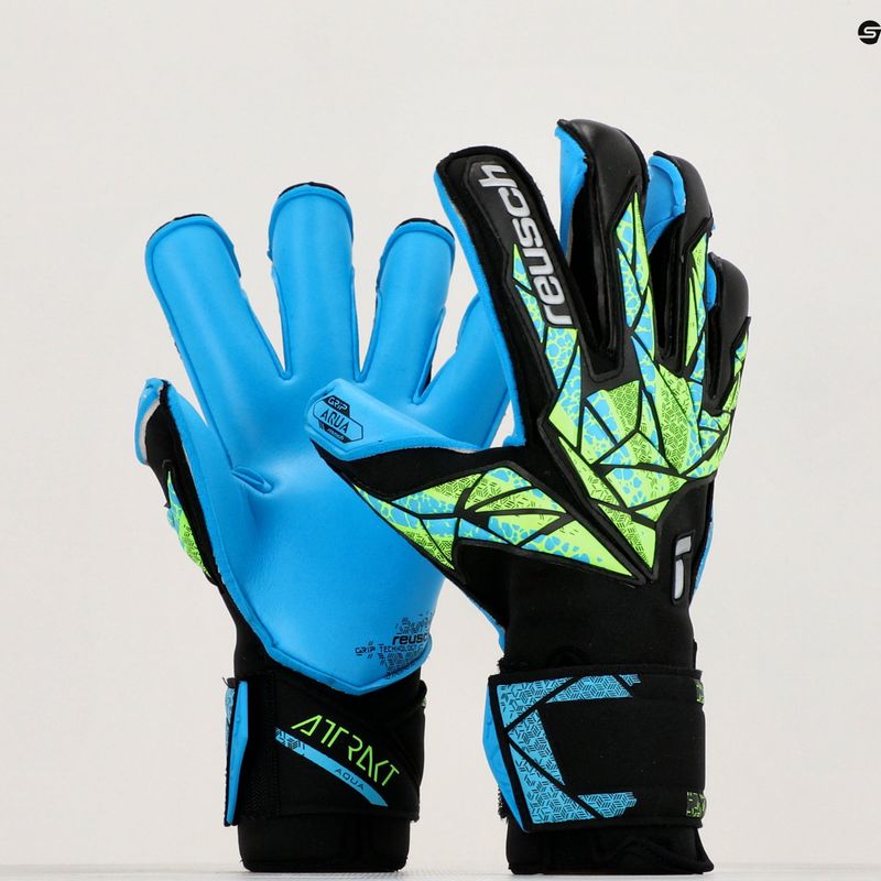 Guanti da portiere Reusch Attrakt Aqua Evolution nero/fluo lime/aqua 8