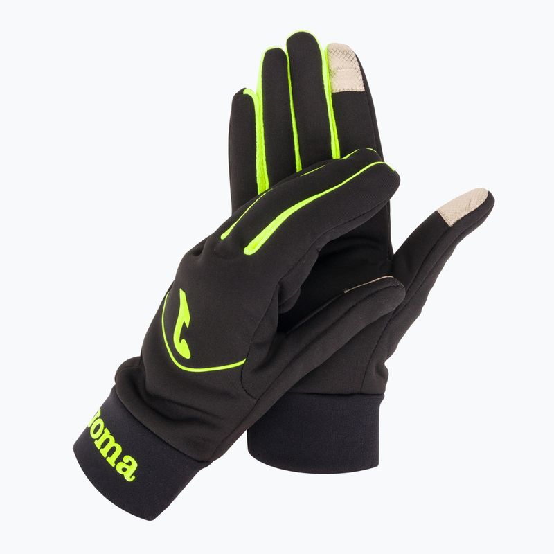 Guanti da corsa Joma Tactile nero/verde fluoro
