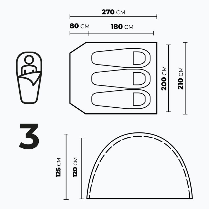 Tenda da campeggio per 3 persone KADVA CAMPdome 3 blu 6