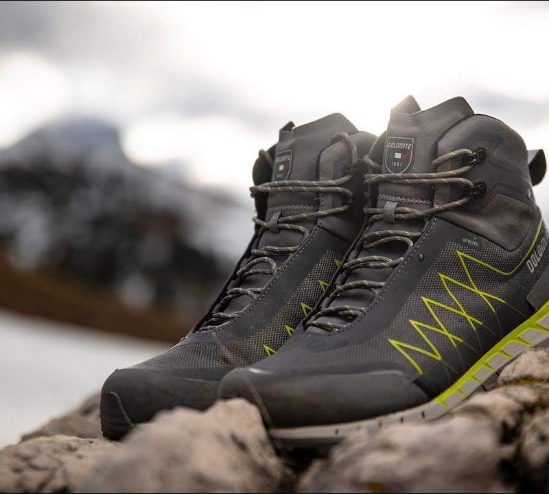 Scarponi da trekking Dolomite da uomo Crodanera grigio canna di fucile/verde lime 12