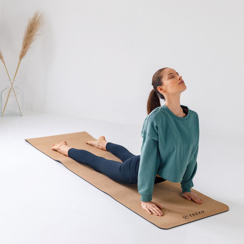 XTREXO Tappetino yoga in sughero TPE 6 mm nero 7