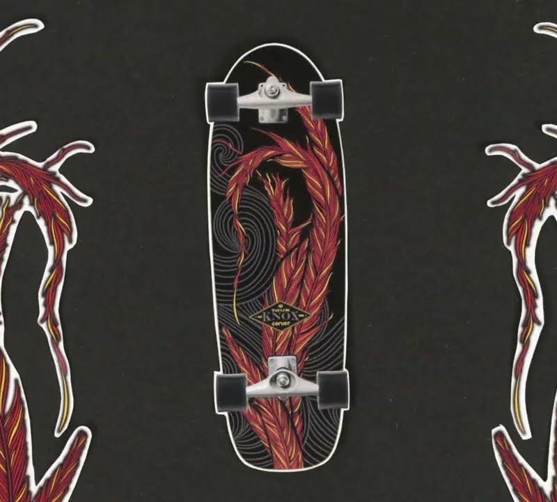 Surfskate skateboard Carver C7 Raw 31.25" Knox Phoenix 2022 Completo nero e rosso C1013011133 12