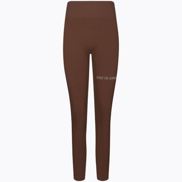 Leggings allenamento donna Gym Glamour Push Up cioccolato
