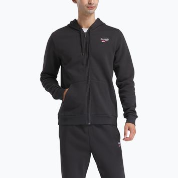 Felpa Reebok Identity SL Fleece FZ da uomo nero/bianco/rosso vettoriale