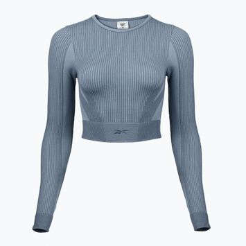 Aggiornamento Reebok RBK Lab Seamless Crop a maniche lunghe da donna per l'allenamento, blu