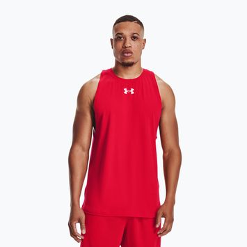 Under Armour Baseline Cotton Tank rosso/bianco/bianco, maglia da basket da uomo