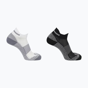 Salomon Aero Ankle 2-Pack calzini da corsa 2 paia nero/bianco