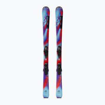 Sci da discesa per bambini Salomon QST Jr M + attacchi C5 GW blu pastello neon 3/rosso papavero/nero