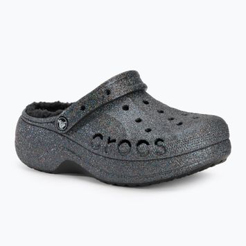 Ciabatte Crocs Baya Platform foderato di glitter nero da donna