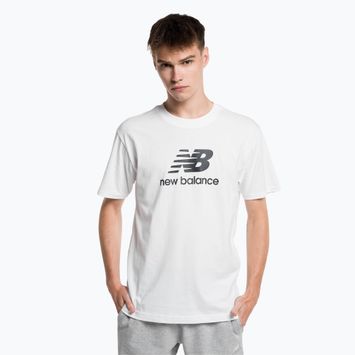 T-shirt New Balance Essentials Stacked Logo bianca da uomo