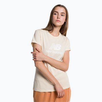 T-shirt New Balance Essentials Stacked Logo tm crema da donna
