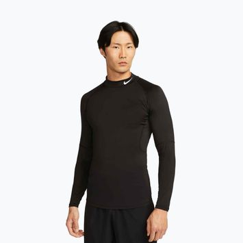 Uomo Nike Pro Dri-Fit Mock-Neck manica lunga da allenamento nero/bianco