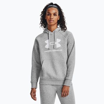 Under Armour felpa donna Rival Fleece Big Logo Hoody mod grigio erica chiara/bianco