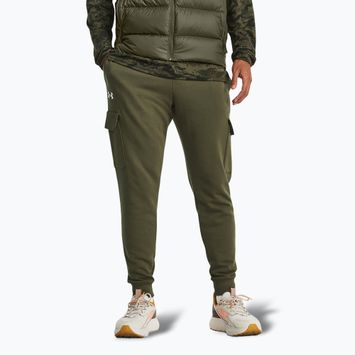 Pantaloni Under Armour Rival Fleece Cargo Jogger da uomo di colore verde/bianco