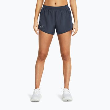 Pantaloncini da corsa Under Armour Fly By 3" donna grigio acquazzone / grigio acquazzone / riflettente