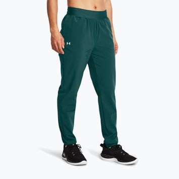 Pantaloni da allenamento Under Armour Sport High Rise Woven hydro verde acqua/bianco da donna