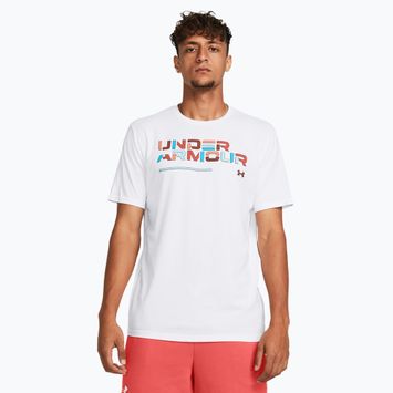 Maglietta Under Armour Colorblock Wordmark da uomo bianco/nero