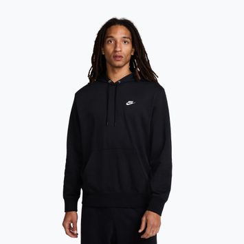 Felpa con cappuccio Nike Club French Terry Uomo nero/nero/bianco