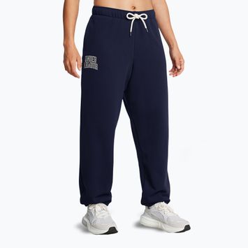 Pantaloni Under Armour Icon Heavyweight Terry Oversized da donna, blu notte/bianco cielo.