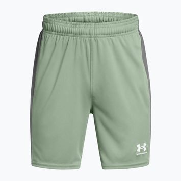 Pantaloncini da calcio Under Armour Challenger Knit verde silice / castlerock / bianco da bambino