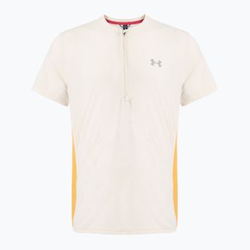 Maglietta da corsa Under Armour Trail Run Zip da uomo in pietra/oro nobile/riflettente