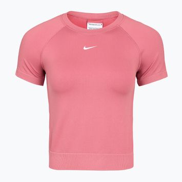 Maglietta da allenamento da donna Nike Pro Seamless Dri-Fit peony/white