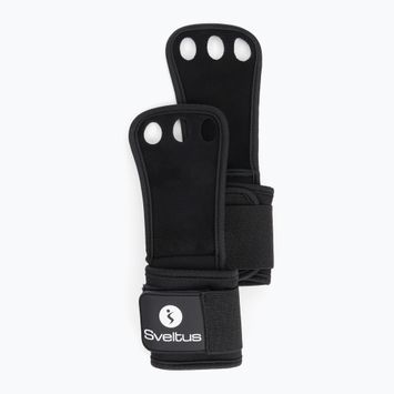 Sveltus Premium Hole Hand Grip pelli da ginnastica per allenamento di forza e crossfit nero 5656