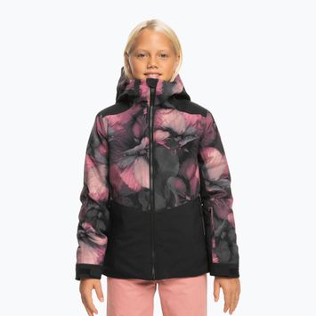 Giacca da snowboard per bambini ROXY Silverwinter Girl true black pansy pansy