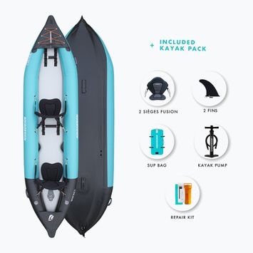 AQUADESIGN Kayak gonfiabile per 2 persone Koloa 360 cm blu/nero