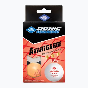 Palline da tennis da tavolo Donic-Schildkröt 3-Star Avantgarde Poly 40+ 6 pezzi bianco/arancio