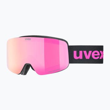 UVEX occhiali da sci per bambini Pwdr FM nero opaco/specchio rosa verde chiaro