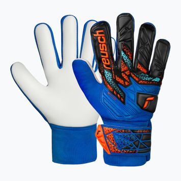 Guanti da portiere per bambini Reusch Attrakt Starter Solid Junior blu elettrico/arancio shocking