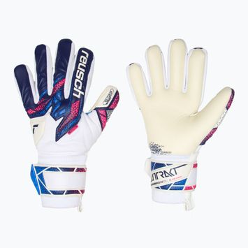 Guanti da portiere per bambini Reusch Attrakt RE:GRIP NC Junior blu/rosa/bianco