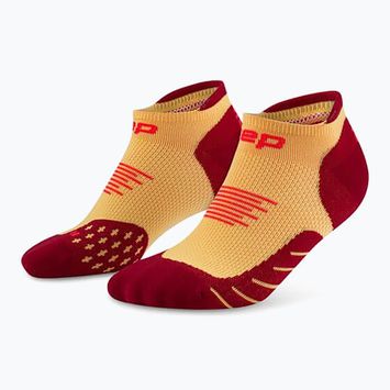 Calzini a compressione CEP Run No Show 5.0 da uomo, color calendula/bordeaux