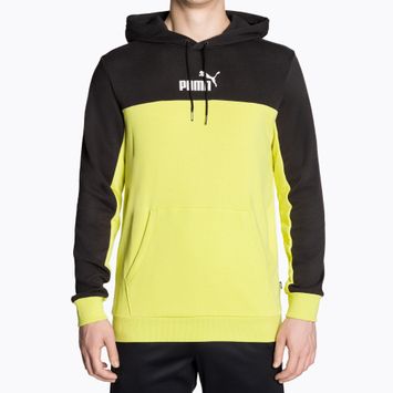 Felpa da uomo PUMA ESS+ Block Hoodie TR puma nero/lime sheen