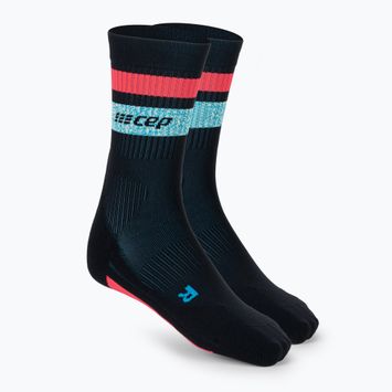 CEP Miami Vibes 80's calzini da corsa a compressione da uomo nero/blu/rosa