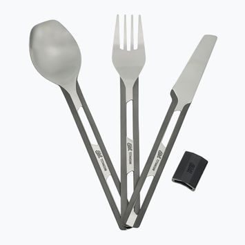 Esbit Set di posate in titanio 3 pezzi con custodia in silicone e tasca