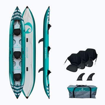 SPINERA Hybris 475 kayak gonfiabile per 3 persone di colore verde acqua/bianco/grigio